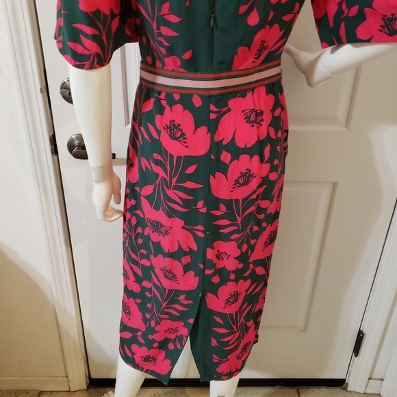 Boden Size 2 Elegant Floral Green and Pink Dress - Picture 8 of 13